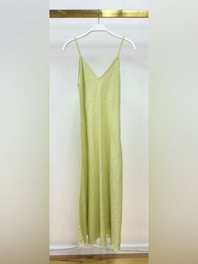 (23.2237-PEAR) ITALIAN LINEN MAXI V-NECK DRESS